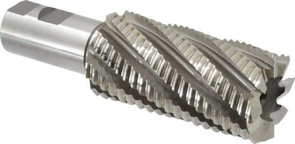 Hertel - 2" Diam, Coarse Pitch, 4" LOC, 8 Flute Cobalt Roughing Square End Mill - Uncoated, 6-1/2" OAL, 1-1/4" Shank Diam, Single End, 30° Helix - Eagle Tool & Supply
