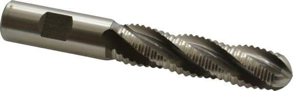 Hertel - 3/4" Diam, Coarse Pitch, 3" LOC, 4 Flute Cobalt Roughing Ball End Mill - Uncoated, 5-1/4" OAL, 3/4" Shank Diam, Single End, Centercutting, 30° Helix - Eagle Tool & Supply