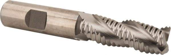 Hertel - 5/8" Diam, Coarse Pitch, 1-5/8" LOC, 3 Flute Cobalt Roughing Square End Mill - Uncoated, 3-3/4" OAL, 5/8" Shank Diam, Single End, Centercutting, 37° Helix - Eagle Tool & Supply