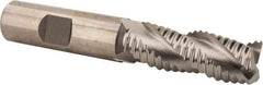 Hertel - 5/8" Diam, Coarse Pitch, 1-5/8" LOC, 3 Flute Cobalt Roughing Square End Mill - Uncoated, 3-3/4" OAL, 5/8" Shank Diam, Single End, Centercutting, 37° Helix - Eagle Tool & Supply