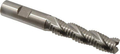 Hertel - 5/8" Diam, Coarse Pitch, 2-1/2" LOC, 3 Flute Cobalt Roughing Square End Mill - Uncoated, 4-5/8" OAL, 5/8" Shank Diam, Single End, Centercutting, 37° Helix - Eagle Tool & Supply