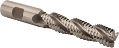 Hertel - 3/4" Diam, Coarse Pitch, 3" LOC, 3 Flute Cobalt Roughing Square End Mill - Uncoated, 5-1/4" OAL, 3/4" Shank Diam, Single End, Centercutting, 37° Helix - Eagle Tool & Supply