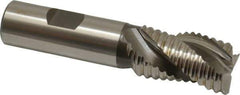 Hertel - 7/8" Diam, Coarse Pitch, 1-1/2" LOC, 3 Flute Cobalt Roughing Square End Mill - Uncoated, 3-3/4" OAL, 3/4" Shank Diam, Single End, Centercutting, 37° Helix - Eagle Tool & Supply