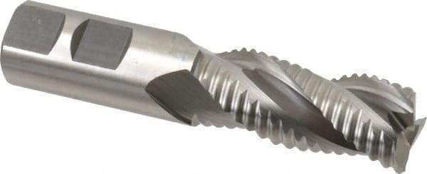 Hertel - 7/8" Diam, Coarse Pitch, 1-7/8" LOC, 3 Flute Cobalt Roughing Square End Mill - Uncoated, 4-1/8" OAL, 7/8" Shank Diam, Single End, Centercutting, 37° Helix - Eagle Tool & Supply