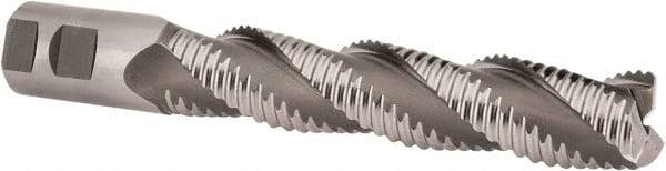 Hertel - 1-1/4" Diam, Coarse Pitch, 6" LOC, 3 Flute Cobalt Roughing Square End Mill - Uncoated, 8-1/2" OAL, 1-1/4" Shank Diam, Single End, Centercutting, 37° Helix - Eagle Tool & Supply