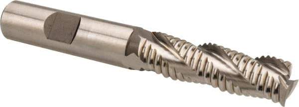 Hertel - 1/2" Diam, Coarse Pitch, 1-5/8" LOC, 3 Flute Cobalt Roughing Square End Mill - Uncoated, 3-5/8" OAL, 1/2" Shank Diam, Single End, Centercutting, 37° Helix - Eagle Tool & Supply