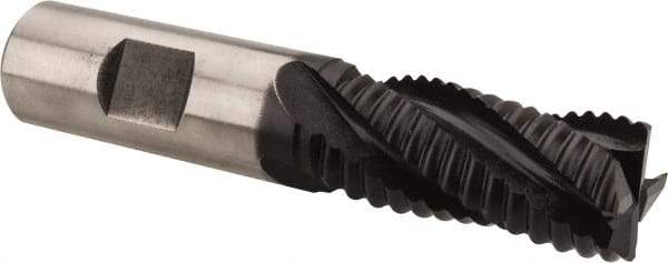 Hertel - 3/4" Diam, Coarse Pitch, 1-5/8" LOC, 4 Flute Cobalt Roughing Square End Mill - TiAlN Finish, 3-3/4" OAL, 3/4" Shank Diam, Single End, Centercutting, 30° Helix - Eagle Tool & Supply
