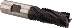 Hertel - 3/4" Diam, Coarse Pitch, 1-5/8" LOC, 4 Flute Cobalt Roughing Square End Mill - TiAlN Finish, 3-3/4" OAL, 3/4" Shank Diam, Single End, Centercutting, 30° Helix - Eagle Tool & Supply
