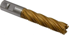 Hertel - 7/8" Diam, Coarse Pitch, 3-1/2" LOC, 5 Flute Cobalt Roughing Square End Mill - TiN Finish, 5-3/4" OAL, 7/8" Shank Diam, Single End, 30° Helix - Eagle Tool & Supply