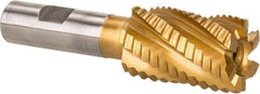 Hertel - 1-1/4" Diam, Coarse Pitch, 2" LOC, 6 Flute Cobalt Roughing Square End Mill - TiN Finish, 4-1/2" OAL, 3/4" Shank Diam, Single End, 30° Helix - Eagle Tool & Supply