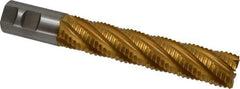 Hertel - 1-1/4" Diam, Coarse Pitch, 6" LOC, 6 Flute Cobalt Roughing Square End Mill - TiN Finish, 8-1/2" OAL, 1-1/4" Shank Diam, Single End, 30° Helix - Eagle Tool & Supply