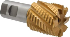 Hertel - 2" Diam, Coarse Pitch, 2" LOC, 8 Flute Cobalt Roughing Square End Mill - TiN Finish, 4-1/2" OAL, 1-1/4" Shank Diam, Single End, 30° Helix - Eagle Tool & Supply