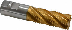 Hertel - 1-1/4" Diam, Coarse Pitch, 3" LOC, 6 Flute Cobalt Roughing Square End Mill - TiN Finish, 5-1/2" OAL, 1-1/4" Shank Diam, Single End, Centercutting, 30° Helix - Eagle Tool & Supply