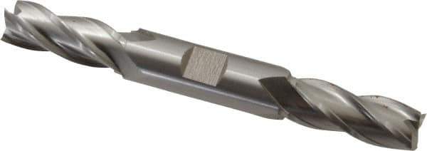 Hertel - 9/16", 1-3/8" LOC, 5/8" Shank Diam, 5" OAL, 4 Flute, Cobalt Square End Mill - Double End, Uncoated, Spiral Flute, 30° Helix, Centercutting, Right Hand Cut, Right Hand Flute - Eagle Tool & Supply