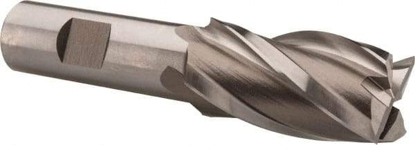 Hertel - 1", 1-7/8" LOC, 3/4" Shank Diam, 4-1/8" OAL, 4 Flute, Cobalt Square End Mill - Single End, Uncoated, Spiral Flute, 30° Helix, Centercutting, Right Hand Cut, Right Hand Flute - Eagle Tool & Supply