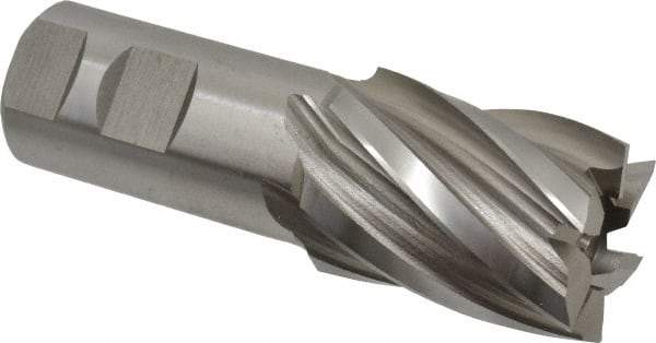 Hertel - 1-1/2", 2" LOC, 1-1/4" Shank Diam, 4-1/2" OAL, 6 Flute, Cobalt Square End Mill - Single End, Uncoated, Spiral Flute, 30° Helix, Right Hand Cut, Right Hand Flute - Eagle Tool & Supply