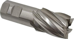 Hertel - 1-1/2", 2" LOC, 1-1/4" Shank Diam, 4-1/2" OAL, 6 Flute, Cobalt Square End Mill - Single End, Uncoated, Spiral Flute, 30° Helix, Right Hand Cut, Right Hand Flute - Eagle Tool & Supply