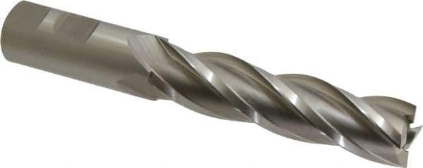 Hertel - 7/8", 3-1/2" LOC, 7/8" Shank Diam, 5-3/4" OAL, 4 Flute, Cobalt Square End Mill - Single End, Uncoated, Spiral Flute, 30° Helix, Right Hand Cut, Right Hand Flute - Eagle Tool & Supply