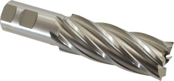 Hertel - 1-1/2", 4" LOC, 1-1/4" Shank Diam, 6-1/2" OAL, 6 Flute, Cobalt Square End Mill - Single End, Uncoated, Spiral Flute, 30° Helix, Right Hand Cut, Right Hand Flute - Eagle Tool & Supply