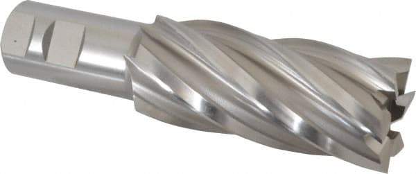 Hertel - 1-3/4", 4" LOC, 1-1/4" Shank Diam, 6-1/2" OAL, 6 Flute, Cobalt Square End Mill - Single End, Uncoated, Spiral Flute, 30° Helix, Right Hand Cut, Right Hand Flute - Eagle Tool & Supply