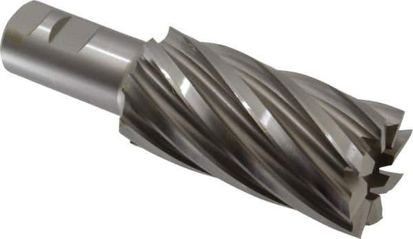 Hertel - 2", 4" LOC, 1-1/4" Shank Diam, 6-1/2" OAL, 8 Flute, Cobalt Square End Mill - Single End, Uncoated, Spiral Flute, 30° Helix, Right Hand Cut, Right Hand Flute - Eagle Tool & Supply