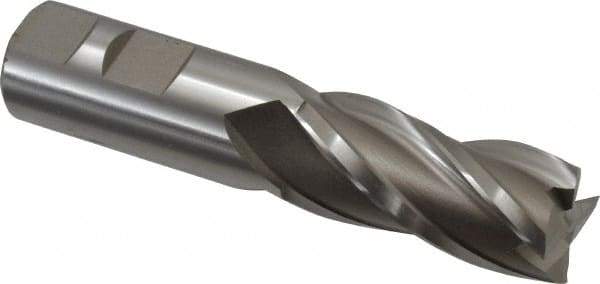 Hertel - 7/8", 1-7/8" LOC, 7/8" Shank Diam, 4-1/8" OAL, 4 Flute, Cobalt Square End Mill - Single End, Uncoated, Spiral Flute, 30° Helix, Centercutting, Right Hand Cut, Right Hand Flute - Eagle Tool & Supply