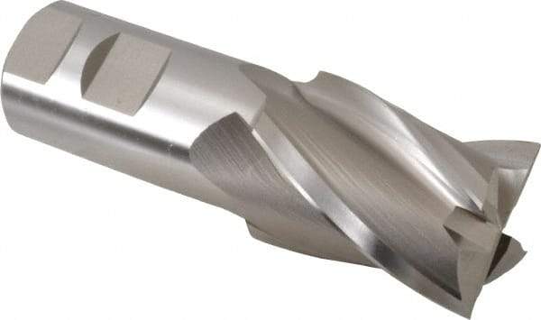 Hertel - 1-1/2", 2" LOC, 1-1/4" Shank Diam, 4-1/2" OAL, 4 Flute, Cobalt Square End Mill - Single End, Uncoated, Spiral Flute, 30° Helix, Centercutting, Right Hand Cut, Right Hand Flute - Eagle Tool & Supply