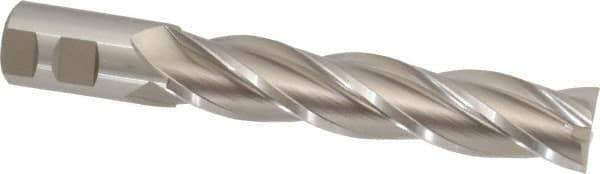 Hertel - 1-1/4", 6" LOC, 1-1/4" Shank Diam, 8-1/2" OAL, 4 Flute, Cobalt Square End Mill - Single End, Uncoated, Spiral Flute, 30° Helix, Centercutting, Right Hand Cut, Right Hand Flute - Eagle Tool & Supply