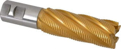 Hertel - 1-1/2" Diam, Fine Pitch, 4" LOC, 6 Flute Cobalt Roughing Square End Mill - TiN Finish, 6-1/2" OAL, 1-1/4" Shank Diam, Single End, 30° Helix - Eagle Tool & Supply