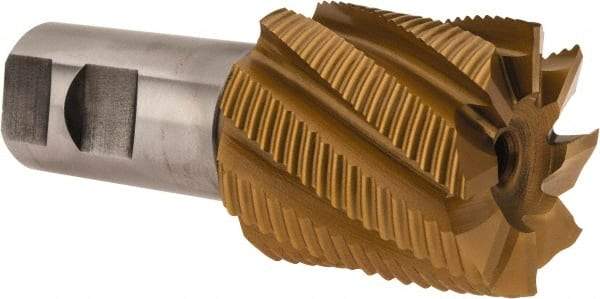 Hertel - 2" Diam, Fine Pitch, 2" LOC, 8 Flute Cobalt Roughing Square End Mill - TiN Finish, 6-1/2" OAL, 1-1/4" Shank Diam, Single End, 30° Helix - Eagle Tool & Supply