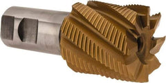 Hertel - 2" Diam, Fine Pitch, 2" LOC, 8 Flute Cobalt Roughing Square End Mill - TiN Finish, 6-1/2" OAL, 1-1/4" Shank Diam, Single End, 30° Helix - Eagle Tool & Supply