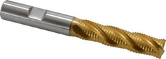 Hertel - 1/2" Diam, Fine Pitch, 2" LOC, 4 Flute Cobalt Roughing Square End Mill - TiN Finish, 4" OAL, 1/2" Shank Diam, Single End, Centercutting, 30° Helix - Eagle Tool & Supply