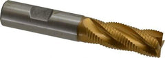 Hertel - 5/8" Diam, Fine Pitch, 1-5/8" LOC, 4 Flute Cobalt Roughing Square End Mill - TiN Finish, 3-3/4" OAL, 5/8" Shank Diam, Single End, Centercutting, 30° Helix - Eagle Tool & Supply