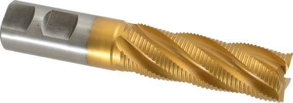 Hertel - 1" Diam, Fine Pitch, 3" LOC, 5 Flute Cobalt Roughing Square End Mill - TiN Finish, 5-1/2" OAL, 1" Shank Diam, Single End, Centercutting, 30° Helix - Eagle Tool & Supply
