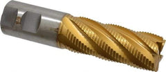 Hertel - 1-1/4" Diam, Fine Pitch, 3" LOC, 6 Flute Cobalt Roughing Square End Mill - TiN Finish, 5-1/2" OAL, 1-1/4" Shank Diam, Single End, Centercutting, 30° Helix - Eagle Tool & Supply