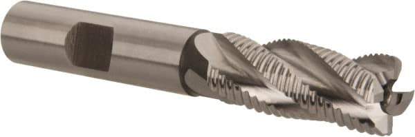 Hertel - 9/16" Diam, Fine Pitch, 1-3/8" LOC, 4 Flute Cobalt Roughing Square End Mill - Uncoated, 3-3/8" OAL, 1/2" Shank Diam, Single End, 30° Helix - Eagle Tool & Supply