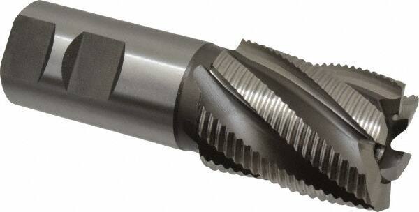 Hertel - 1-1/2" Diam, Fine Pitch, 2" LOC, 6 Flute Cobalt Roughing Square End Mill - Uncoated, 4-1/2" OAL, 1-1/4" Shank Diam, Single End, 30° Helix - Eagle Tool & Supply
