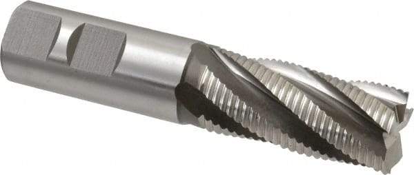 Hertel - 7/8" Diam, Fine Pitch, 1-7/8" LOC, 5 Flute Cobalt Roughing Square End Mill - Uncoated, 4-1/8" OAL, 7/8" Shank Diam, Single End, Centercutting, 30° Helix - Eagle Tool & Supply