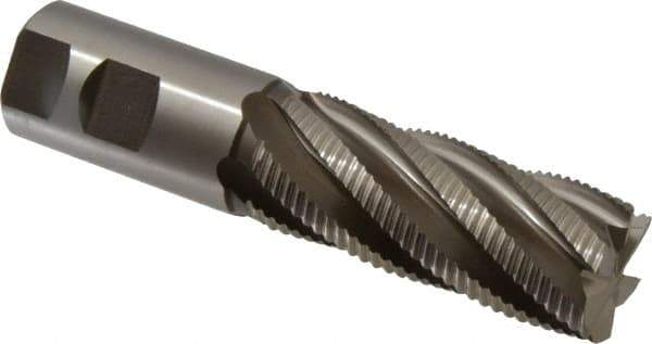 Hertel - 1-1/4" Diam, Fine Pitch, 3" LOC, 6 Flute Cobalt Roughing Square End Mill - Uncoated, 5-1/2" OAL, 1-1/4" Shank Diam, Single End, Centercutting, 30° Helix - Eagle Tool & Supply