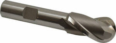 Hertel - 3/4" Diam, 1-5/16" LOC, 2 Flute High Speed Steel Ball End Mill - Uncoated, Single End, 3-5/16" OAL, 1/2" Shank Diam, Spiral Flute - Eagle Tool & Supply