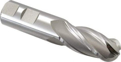 Hertel - 7/8" Diam, 1-7/8" LOC, 4 Flute High Speed Steel Ball End Mill - Uncoated, Single End, 4-1/8" OAL, 7/8" Shank Diam, Spiral Flute - Eagle Tool & Supply