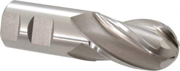 Hertel - 1-1/4" Diam, 2" LOC, 4 Flute High Speed Steel Ball End Mill - Uncoated, Single End, 4-1/2" OAL, 1-1/4" Shank Diam, Spiral Flute - Eagle Tool & Supply