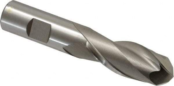 Hertel - 13/16" Diam, 2" LOC, 2 Flute High Speed Steel Ball End Mill - Uncoated, Single End, 4-1/4" OAL, 3/4" Shank Diam, Spiral Flute - Eagle Tool & Supply