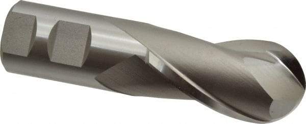 Hertel - 1-3/8" Diam, 2-1/2" LOC, 2 Flute High Speed Steel Ball End Mill - Uncoated, Single End, 5" OAL, 1-1/4" Shank Diam, Spiral Flute - Eagle Tool & Supply
