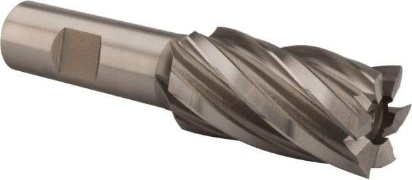 Hertel - 1-1/16", 2" LOC, 3/4" Shank Diam, 4-1/4" OAL, 6 Flute, High Speed Steel Square End Mill - Single End, Uncoated, Spiral Flute, 30° Helix, Right Hand Cut, Right Hand Flute - Eagle Tool & Supply