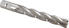 Hertel - 7/8", 5" LOC, 7/8" Shank Diam, 7-1/4" OAL, 4 Flute, High Speed Steel Square End Mill - Single End, Uncoated, Spiral Flute, 30° Helix, Centercutting, Right Hand Cut, Right Hand Flute - Eagle Tool & Supply