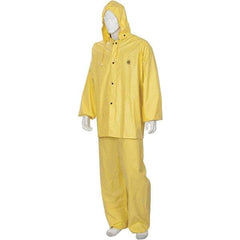 MCR Safety - Size 4XL, Yellow, Rain Three Piece Suit - Detachable Hood, Take Up Snaps Ankle, Take Up Snaps Wrist - Eagle Tool & Supply