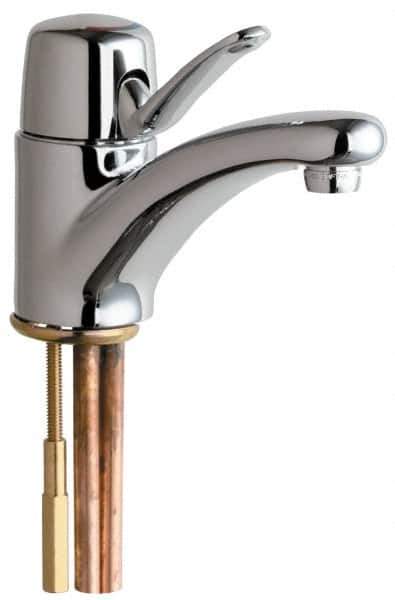 Chicago Faucets - Single Handle, Deck Mounted, Single Hole Bathroom Faucet - Ceramic Mixing Cartridge, No Drain, Integral Spout - Eagle Tool & Supply