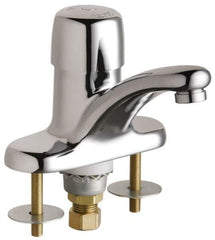 Chicago Faucets - Round Handle, Deck Mounted Bathroom Faucet - One Handle, No Drain, Standard Spout - Eagle Tool & Supply