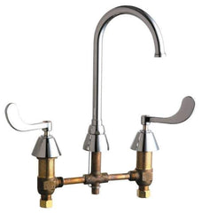 Chicago Faucets - Wrist Blade Handle, Wide Spread Bathroom Faucet - Two Handle, No Drain, Gooseneck Spout - Eagle Tool & Supply